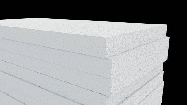 Styrofoam Sheats Stacked on white backkground - 3d illustration