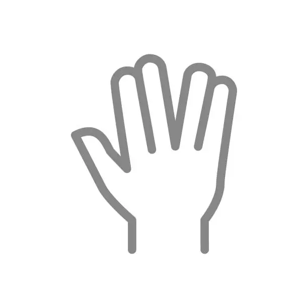Vector illustration of Salute line icon. Live long and prosper gesture symbol