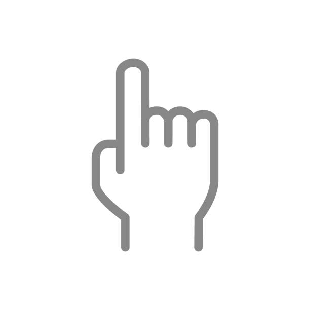 ilustrações de stock, clip art, desenhos animados e ícones de attention gesture line icon. index finger up symbol - hand sign index finger human finger human thumb