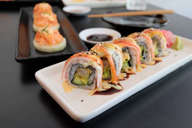 istock Tokyo Drift sushi roll on a white plate 1353793250