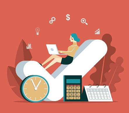 Multitasking Businesswoman with time management concept