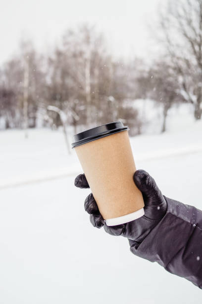 istock Hot coffee in a craft cup 