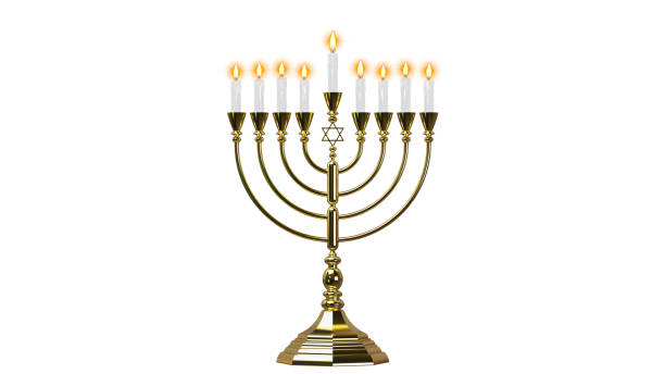 istock Hebrew Menorah of Hanukkah. 3D render 1353798624