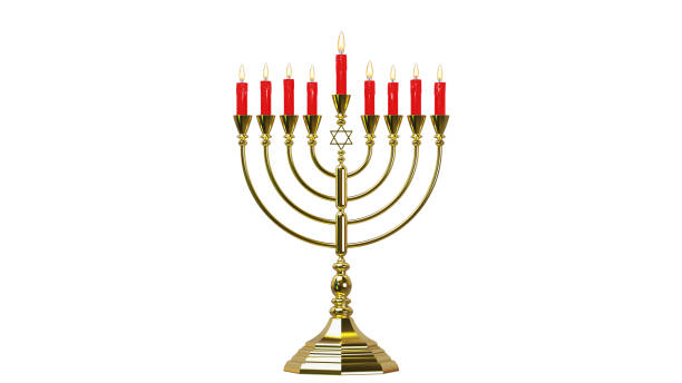 istock Hebrew Menorah of Hanukkah. 3D render 1353798657