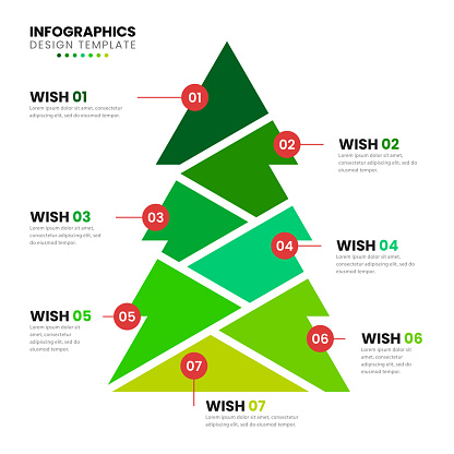 Infographic design template. Christmas concept with 7 wishes. Can be used for workflow layout, diagram, banner, webdesign. Vector illustration
