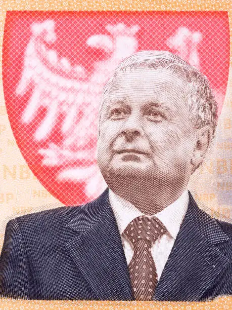 Photo of Lech Kaczynski a portrait from Polish money