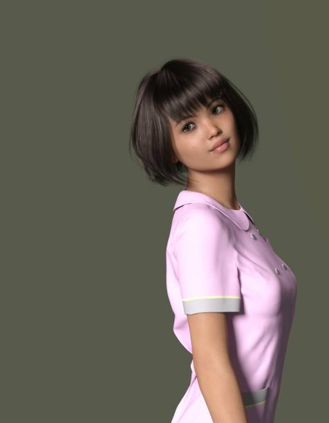 istock Nurse with copy space. Person is not real. She is a 3D render thus no model release is needed. 1353805346