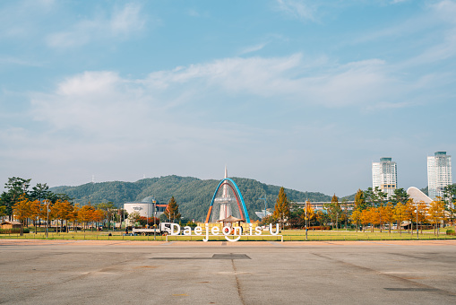 Daejeon, Korea - October 21, 2021 : Hanbat Arboretum and Expo park at autumn