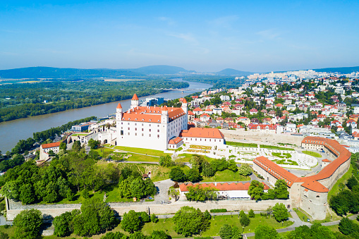 Bratislava city aerial panoramic view. Bratislava is a capital of Slovakia.