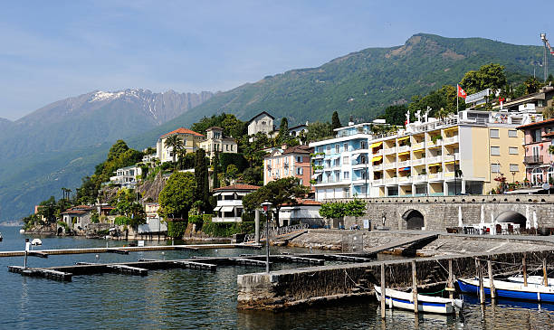 Beautiful view Italian city of Switzerland Ascona stock photo