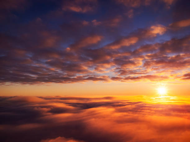 istock Beautiful landscape of setting sun from the sky 1353814202
