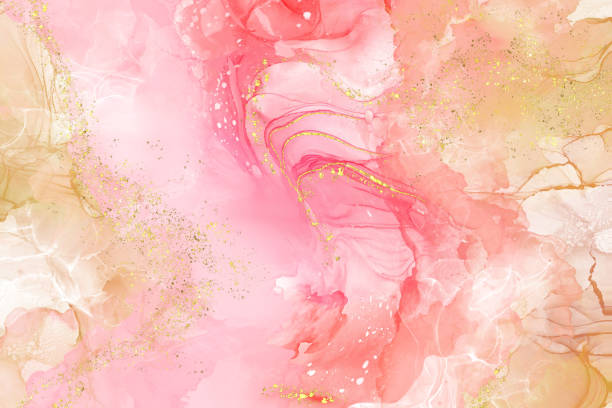 illustrations, cliparts, dessins animés et icônes de art de l’encre à l’alcool. peinture abstraite. encre d’alcool walpler. - coral pink abstract paint