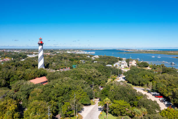 st. augustine, floryda lighthouse widok z lotu ptaka - lighthouse vacation zdjęcia i obrazy z banku zdjęć