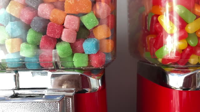 Colorful Candy in Old Fashioned Dispensers