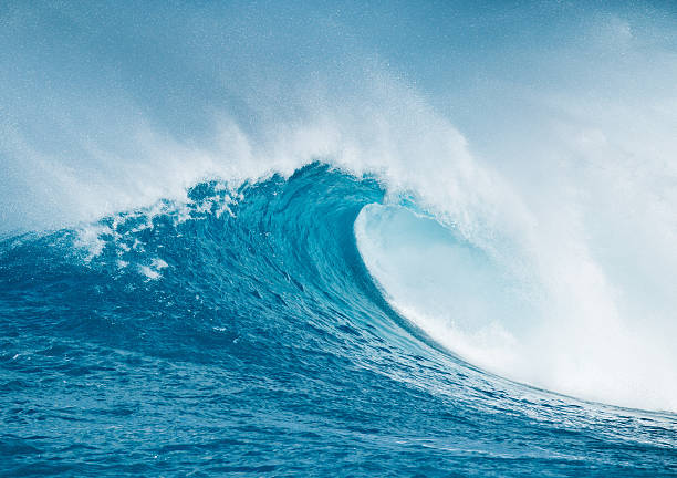 istock Crashing ocean wave against blue sky in Hawaii 135382788