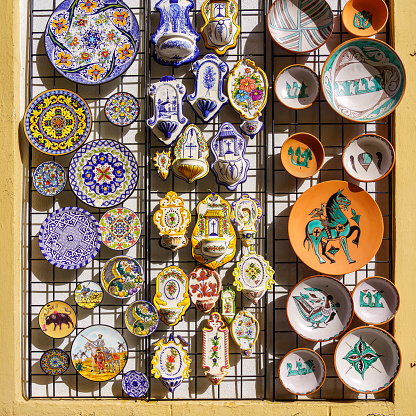 Varied and typical ceramic pieces of the city of Cordoba Spain.