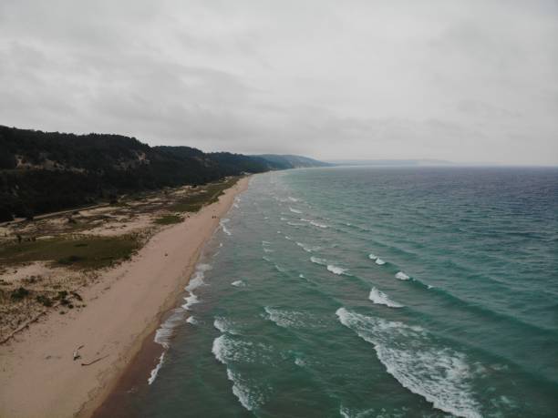 istock Lake Michigan from a Drone 1353835136