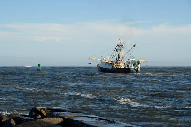 peschereccio da traino in disuso verso l'atlantico - maryland fishing atlantic ocean sea foto e immagini stock