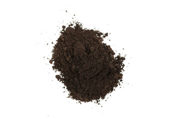 istock Black land for plant isolated on white background. 1353836965