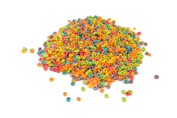 istock Sweet multicolored flakes, cereal loops. 1353836983