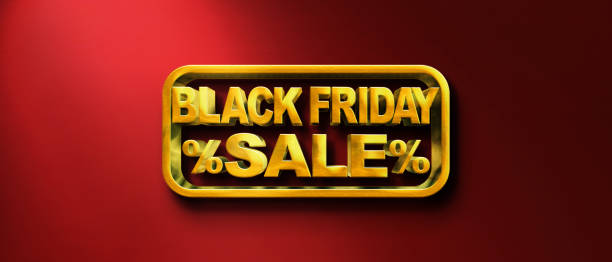 istock Restrained elegance banner for sales on Black Friday. Rectangular banner. Sale poster of black friday. Design home page sliders for black friday sales on red background. 3d illustration 1353837859