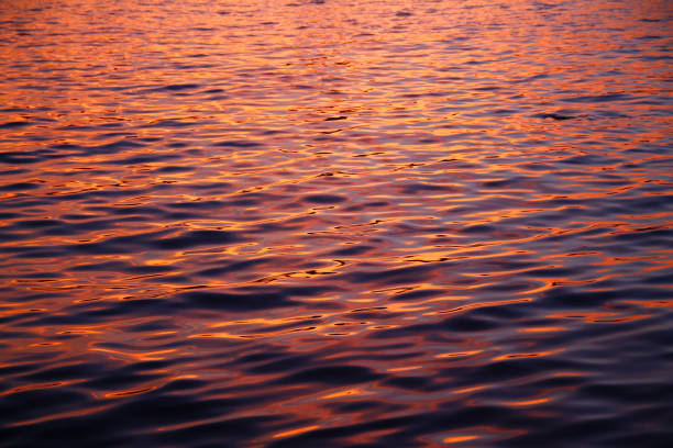 a beleza das cores das ondas na água durante um pôr do sol de verão com um close-up - city of sunrise fotos - fotografias e filmes do acervo