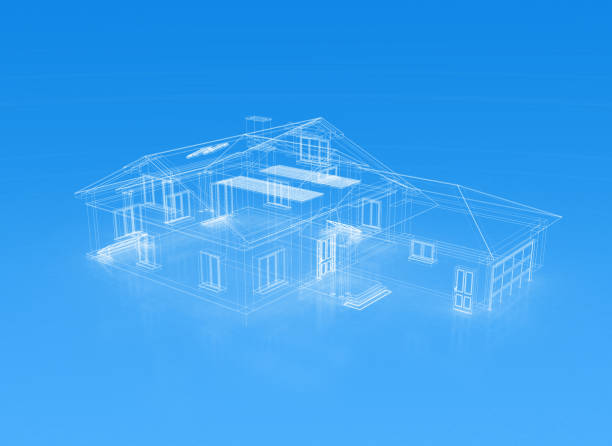 istock Architecture design blueprint of house 1353843408