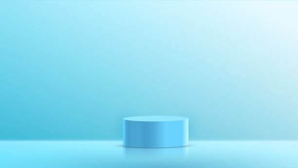 istock Blue sky color geometric 3d podium of Vector illustration. 1353844874