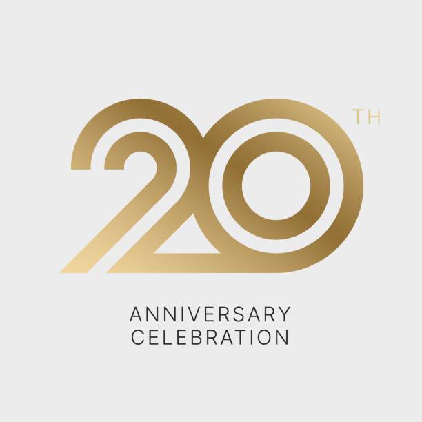 ilustrações de stock, clip art, desenhos animados e ícones de 20 years anniversary sign isolated for celebration event. - twenty first