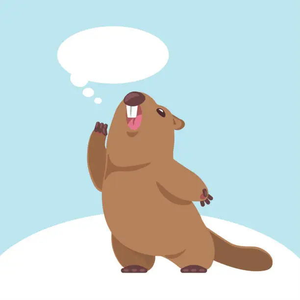 Vector illustration of Marmot announces. Speech cloud.