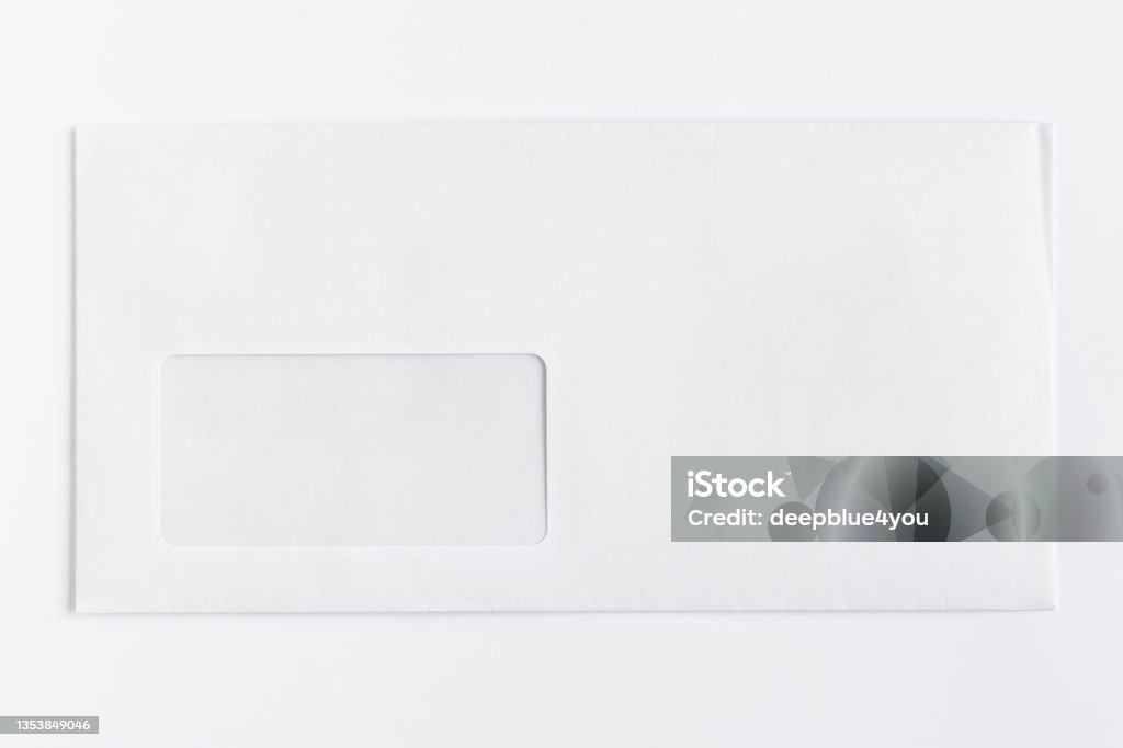 Blank white envelope with viewing window Envelope Stock Photo