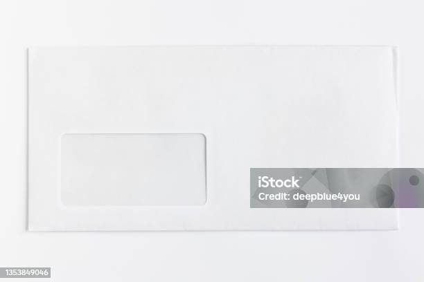 Blank White Envelope With Viewing Window Stock Photo - Download Image Now - Envelope, Window, Template