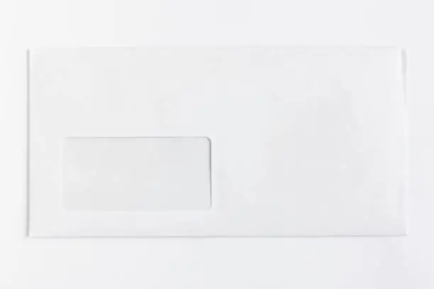 Blank white envelope with viewing window