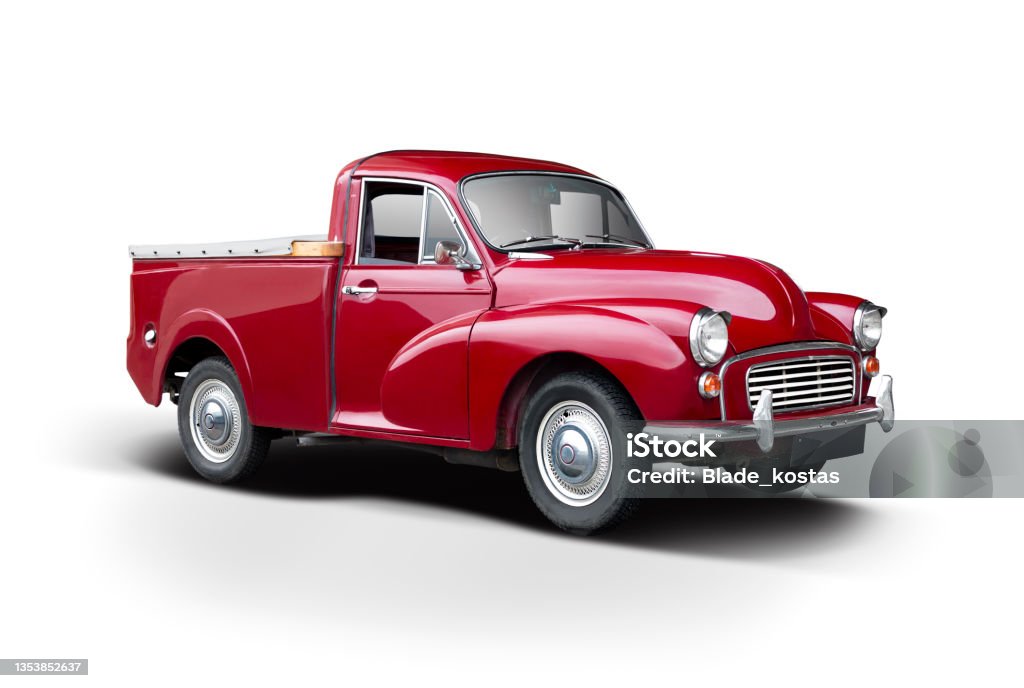 Classic British pick-up car Classic British pick-up truck isolated on white background Pick-up Truck Stock Photo