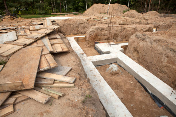 istock Foundation bench, building a house 1353855054