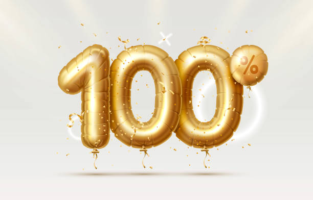 100 Off. Discount creative composition. 3d Golden sale symbol with decorative objects, heart shaped balloons, golden confetti, podium and gift box. Sale banner and poster. Vector 100 Off. Discount creative composition. 3d Golden sale symbol with decorative objects, heart shaped balloons, golden confetti, podium and gift box. Sale banner and poster. Vector illustration. number 100 stock illustrations
