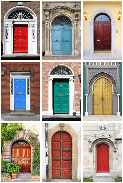 istock Collage of colourful front doors 1353859500