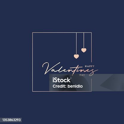 istock Valentines day square. Happy Valentines day card on blue background 1353863293
