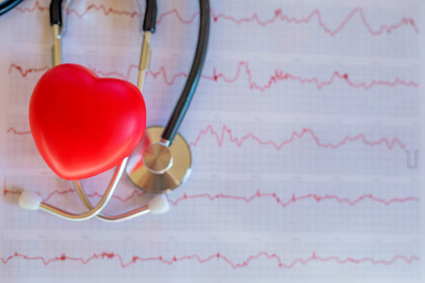 Stethoscope and heart on the diagramm