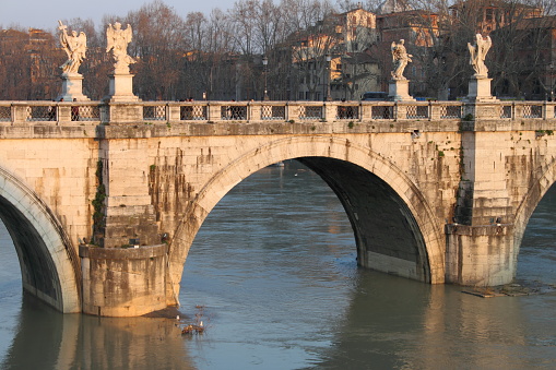 Saint Angel bridge in Rome, Italy