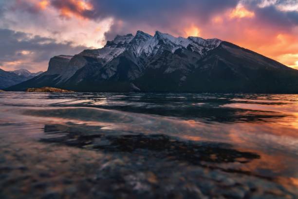 istock Sunrise Clouds Over Mountains At Lake Minnewanka 1353866003