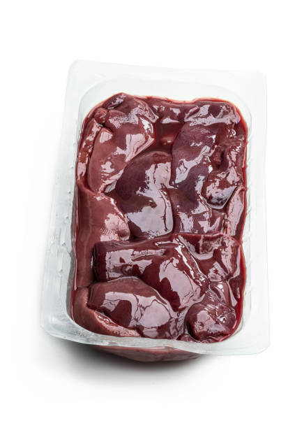 istock Raw pork liver in a pack isolated on white 1353866806
