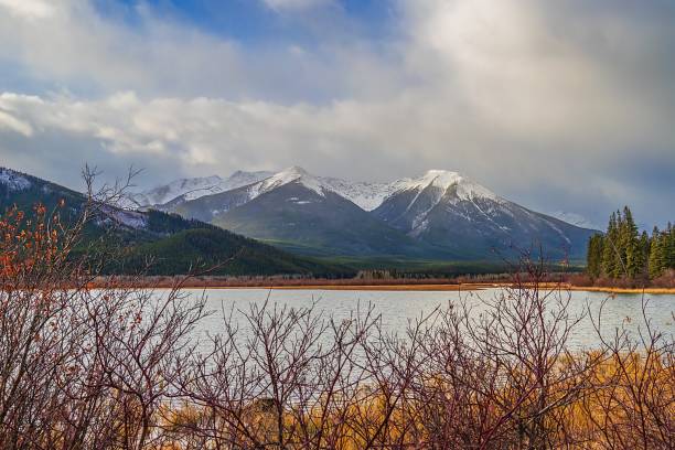 istock Cloudy Blue Sky Over Fall Mountains At Vermilion Lakes 1353867179