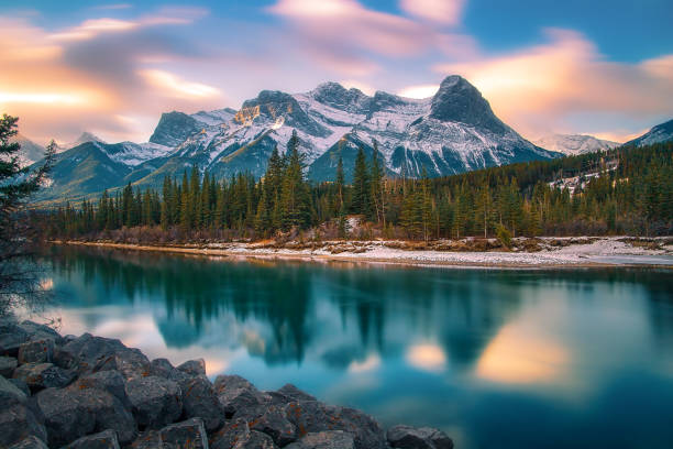 istock Long Exposure Sunrise In The Canmore Mountains 1353867430