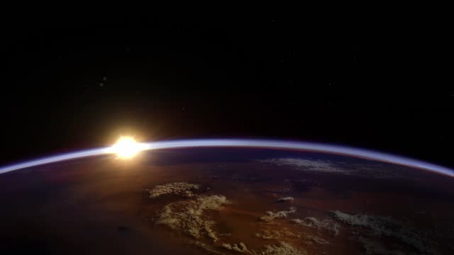 Sunrise seen from Space. Elements of this Video furnished by NASA. 4K Resolution.