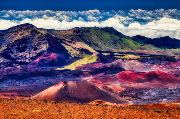 ハワイ諸島マウイ島のハレアカラ国立公園 - haleakala national park ストックフォトと画像