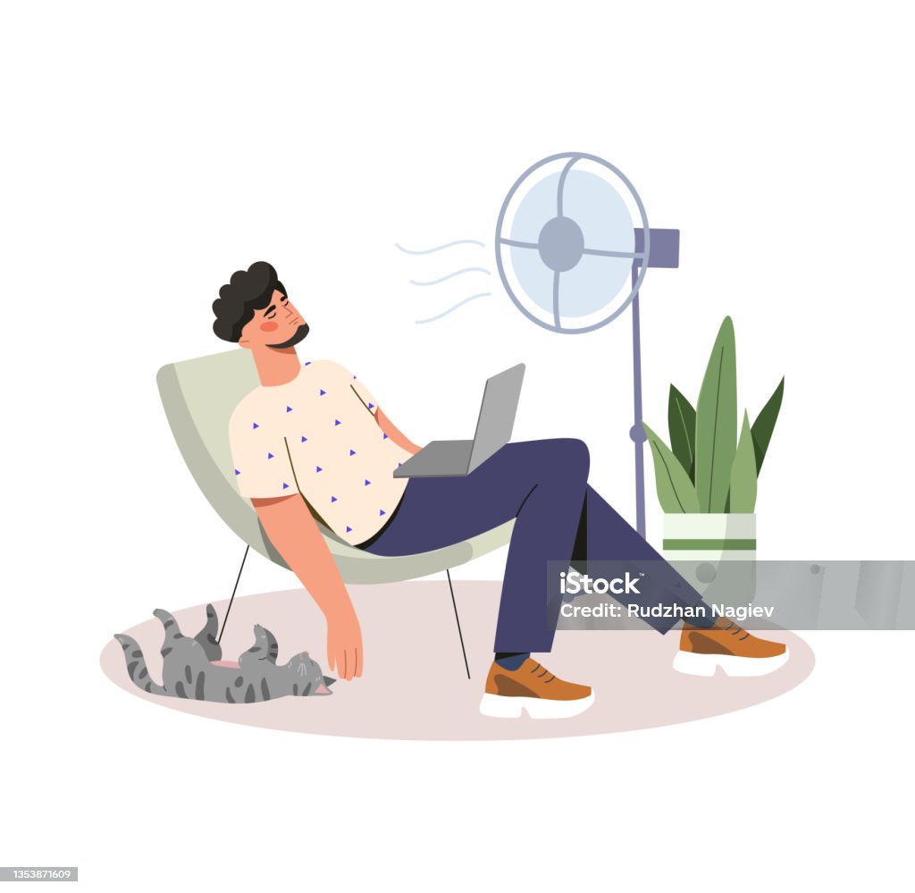 Work In Hot Weather Concept Stock Illustration - Download Image Now -  Chair, Men, Tired - iStock