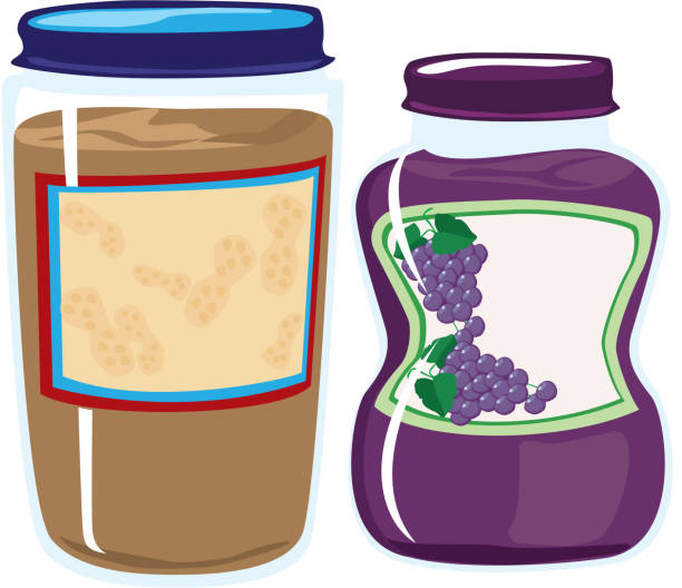 Peanut Butter and Jelly or Jam vector art illustration
