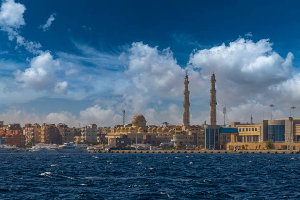 istock Mosque and harbor in Hurghada, Egypt 1353872446