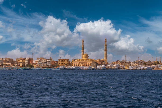 istock Mosque and harbor in Hurghada, Egypt 1353872472